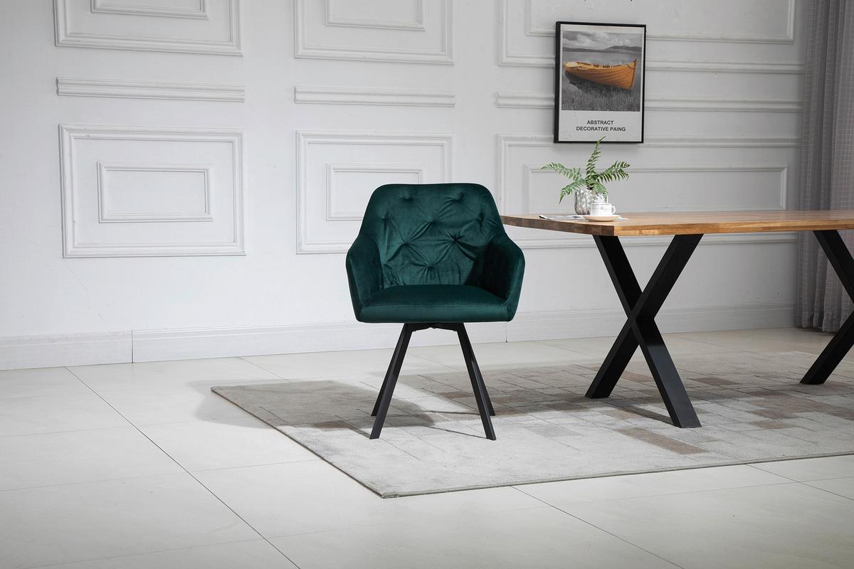 Armlehnstuhl Waldgrün B: 61 Cm - Waldgrün/Schwarz, MODERN, Textil/Metall (61/85/62cm) - Livetastic