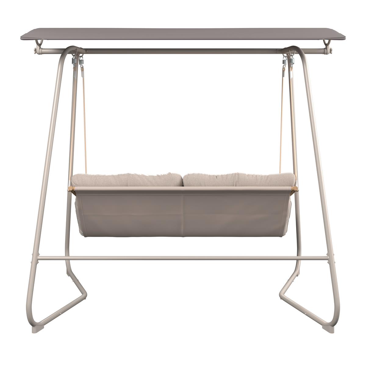 Hollywoodschaukel Bilbao - Dunkelgrau/Beige, MODERN, Textil/Metall (220/151/195cm) - Beldano