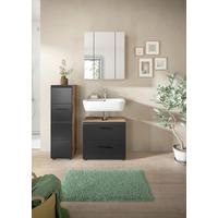 Kúpeľňa Ice 3-dielna, čierna/dub tmavý - čierna/tmavý dub, Basics, kompozitné drevo/plast (90cm) - MID.YOU