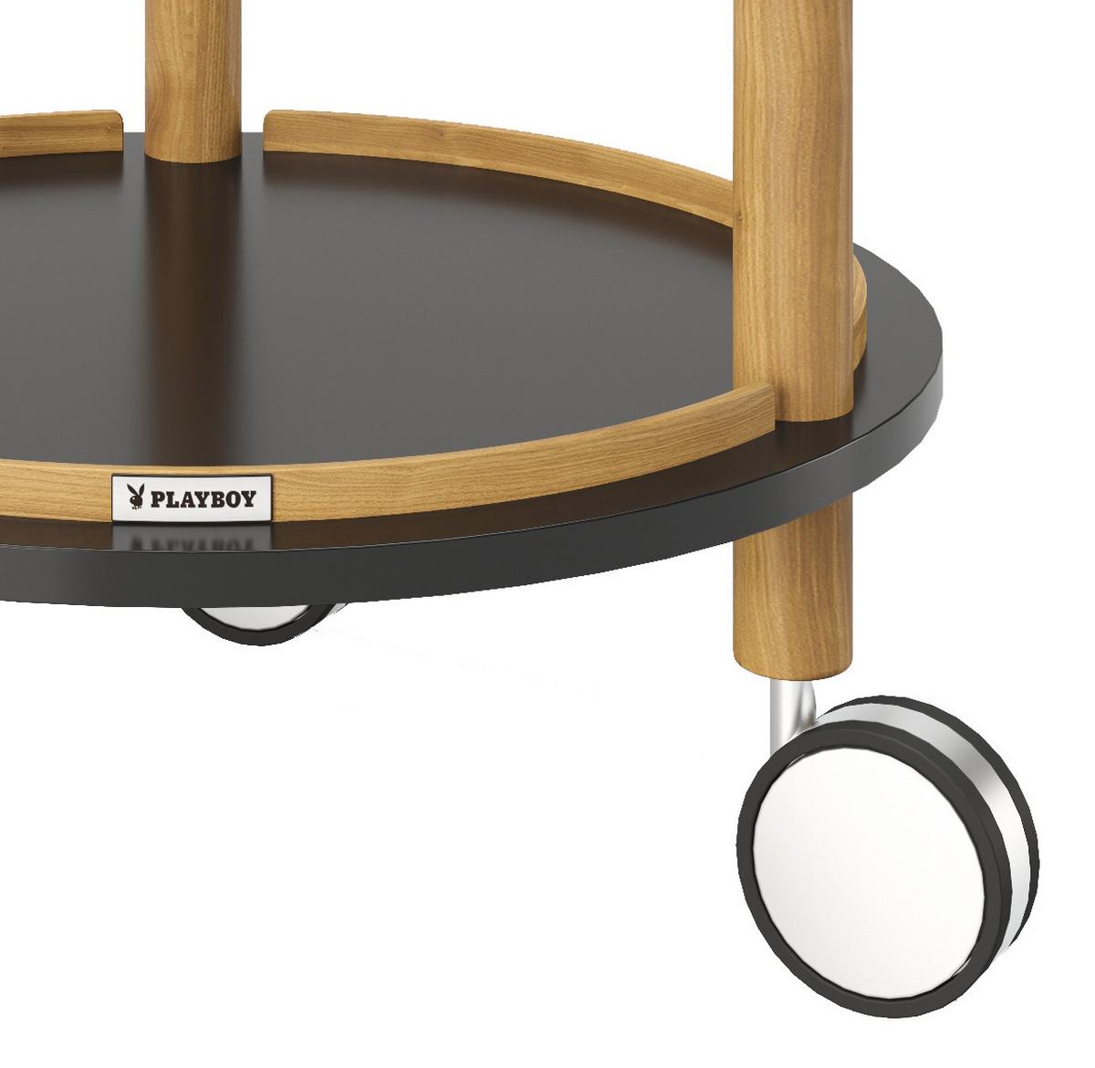 Beistelltisch Auf Rollen Mit Ablagen Carly Bambus/schwarz - Schwarz/Naturfarben, KONVENTIONELL, Holz/Holzwerkstoff (40/40/79,80cm) - Playboy