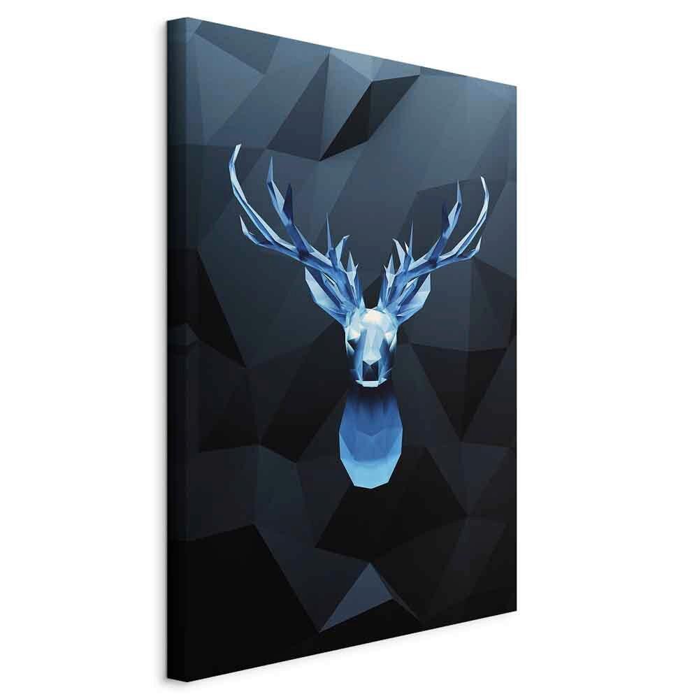 Leinwandbild Ice Deer Schwarz Hellblau B: 40 cm - Schwarz/Hellblau, Basics, Holzwerkstoff/Textil (40/60/1,2cm) - artgeist