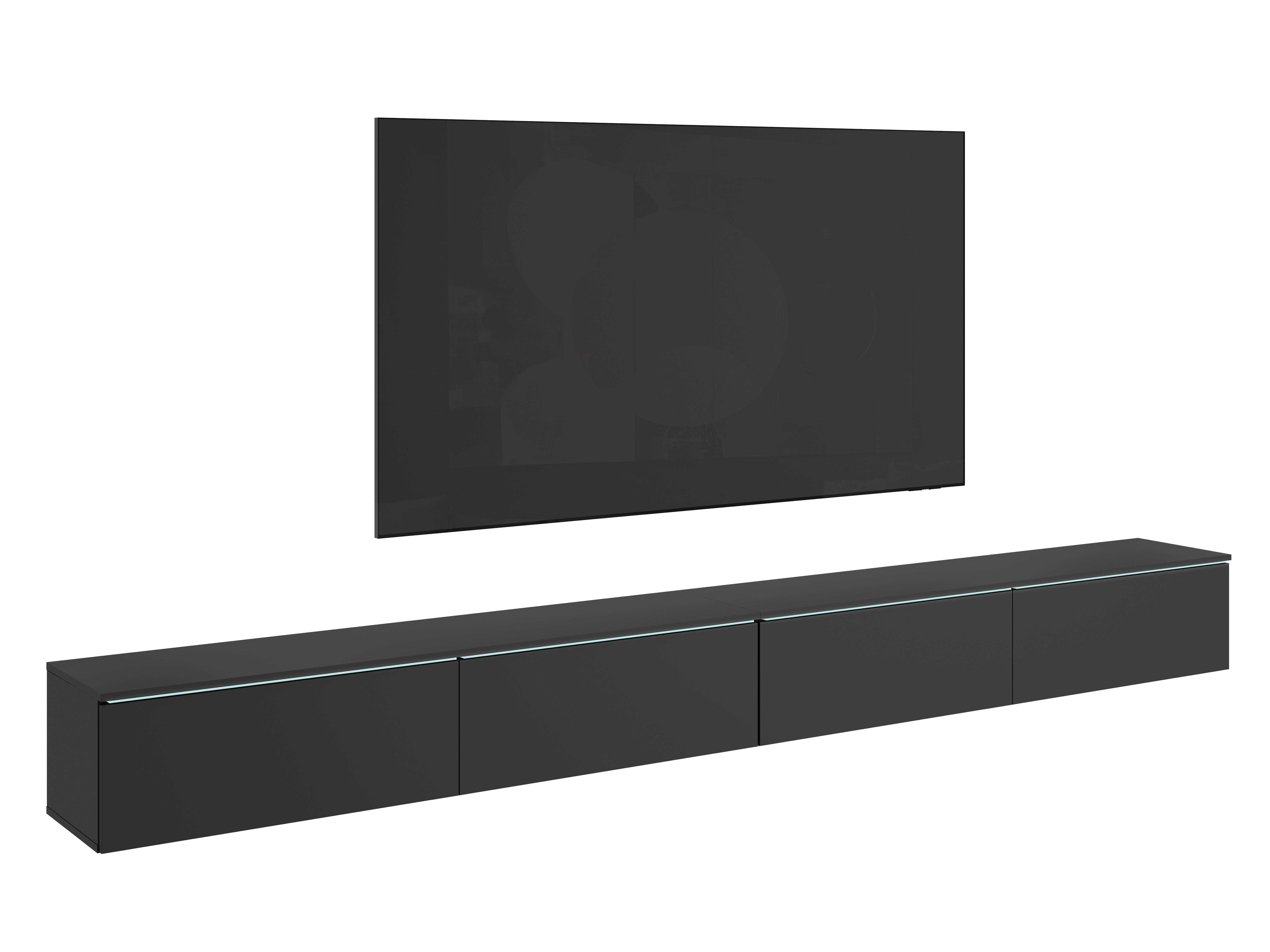 Lowboard D 300 Schwarz B: 300 cm - Schwarz/Grau, Basics, Holzwerkstoff (300/32/33cm) - P & B