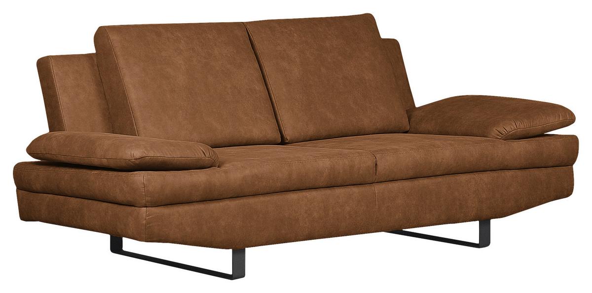 2-Sitzer-Sofa Jovanna, Cognac B: 198 cm - Cognac/Schwarz, Design, Textil (198/78/88cm) - MID.YOU