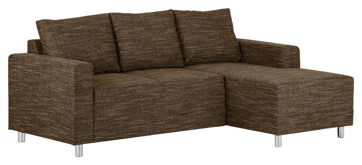 Ecksofa Grenwood Braun S: 200x144 Cm - Chromfarben/Braun, Design, Textil (200/144cm) - MID.YOU