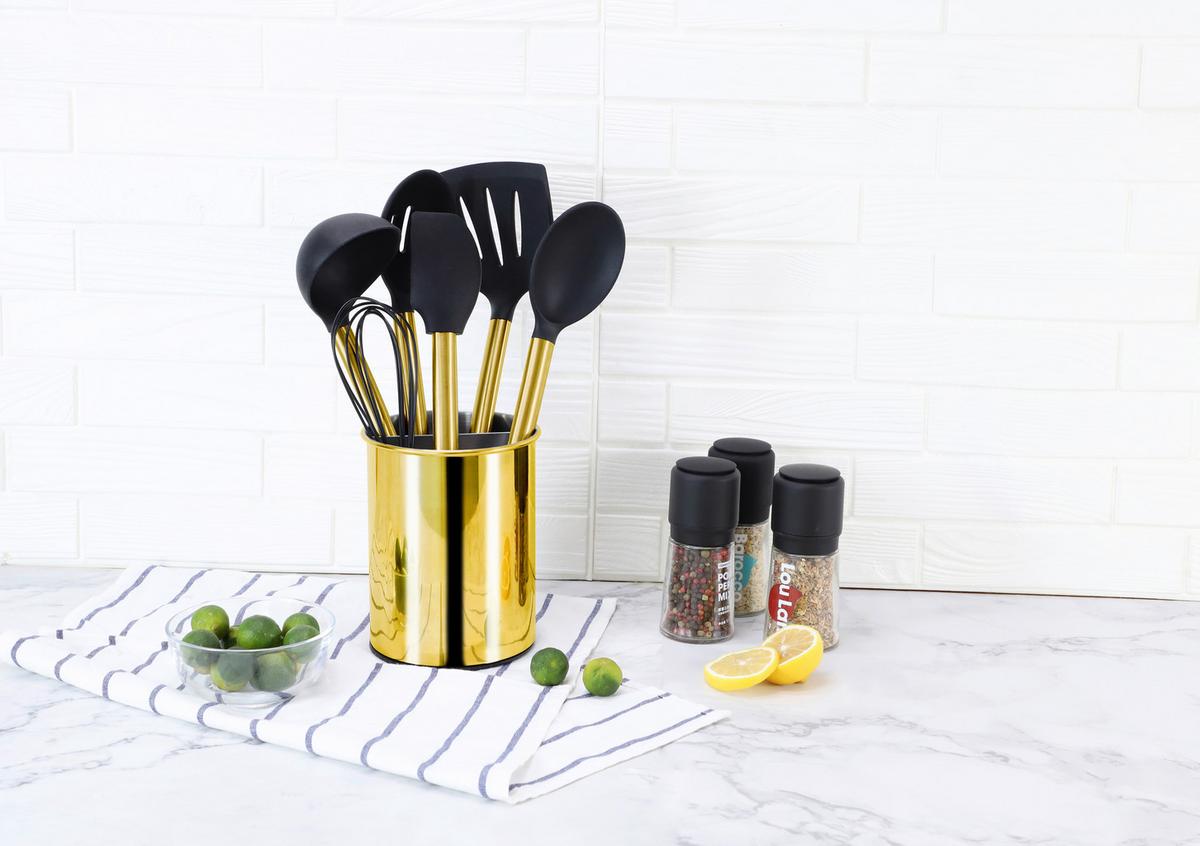 SADA KUCHYŇSKÉHO NÁČINÍ EW-KS-7020G - černá/barvy zlata, Basics, plast (13cm) - Echtwerk