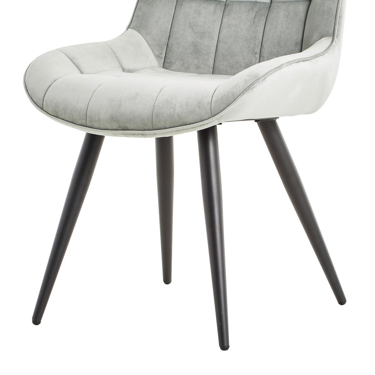 Schalenstuhl Marion Grau Samt Gepolstert - Schwarz/Grau, MODERN, Textil/Metall (53,5/90/62cm) - MID.YOU