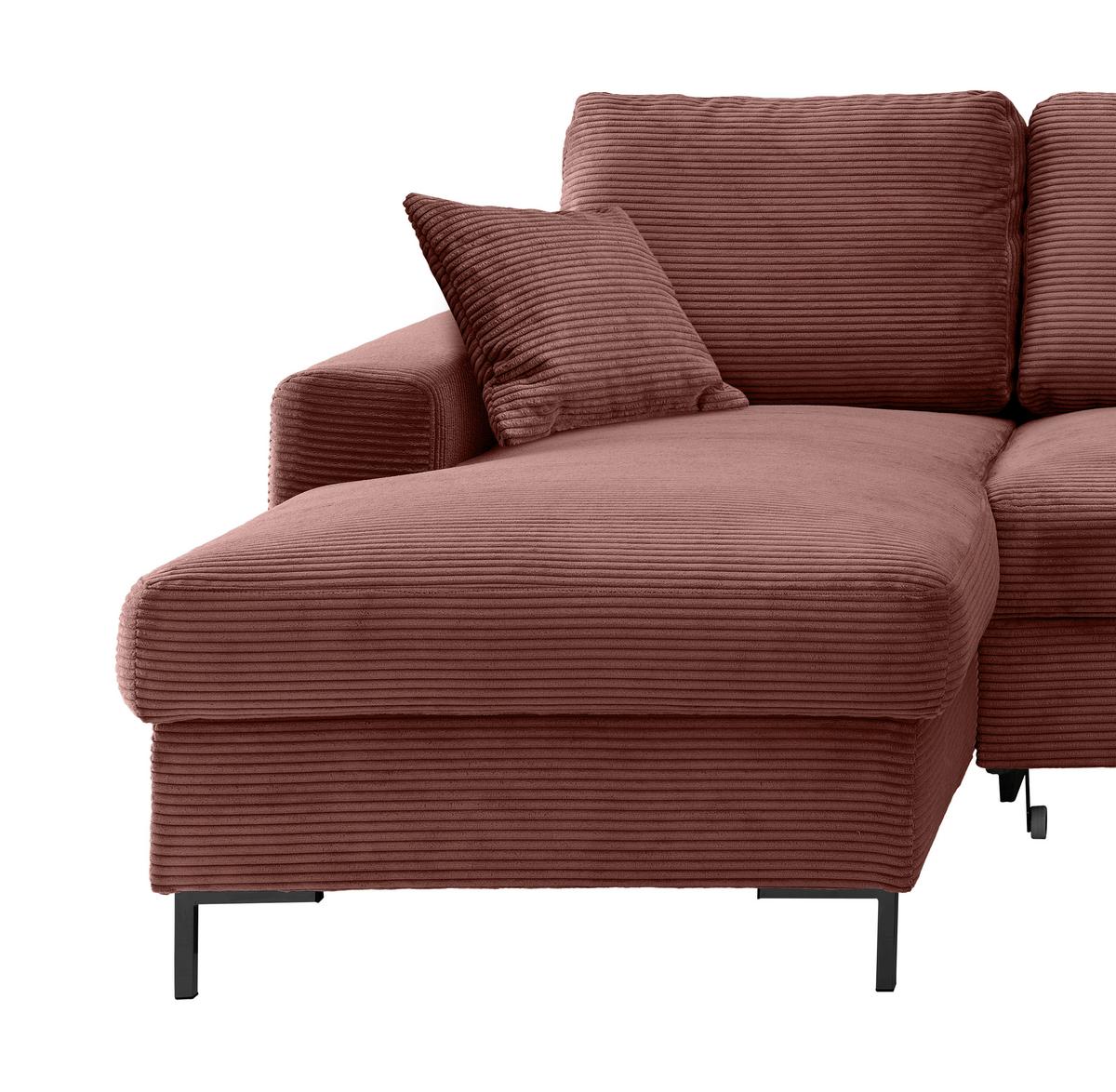 Eckschlafsofa Zona, Koralle S: 143x237 Cm - Koralle/Schwarz, KONVENTIONELL, Textil (143/237cm) - Livetastic