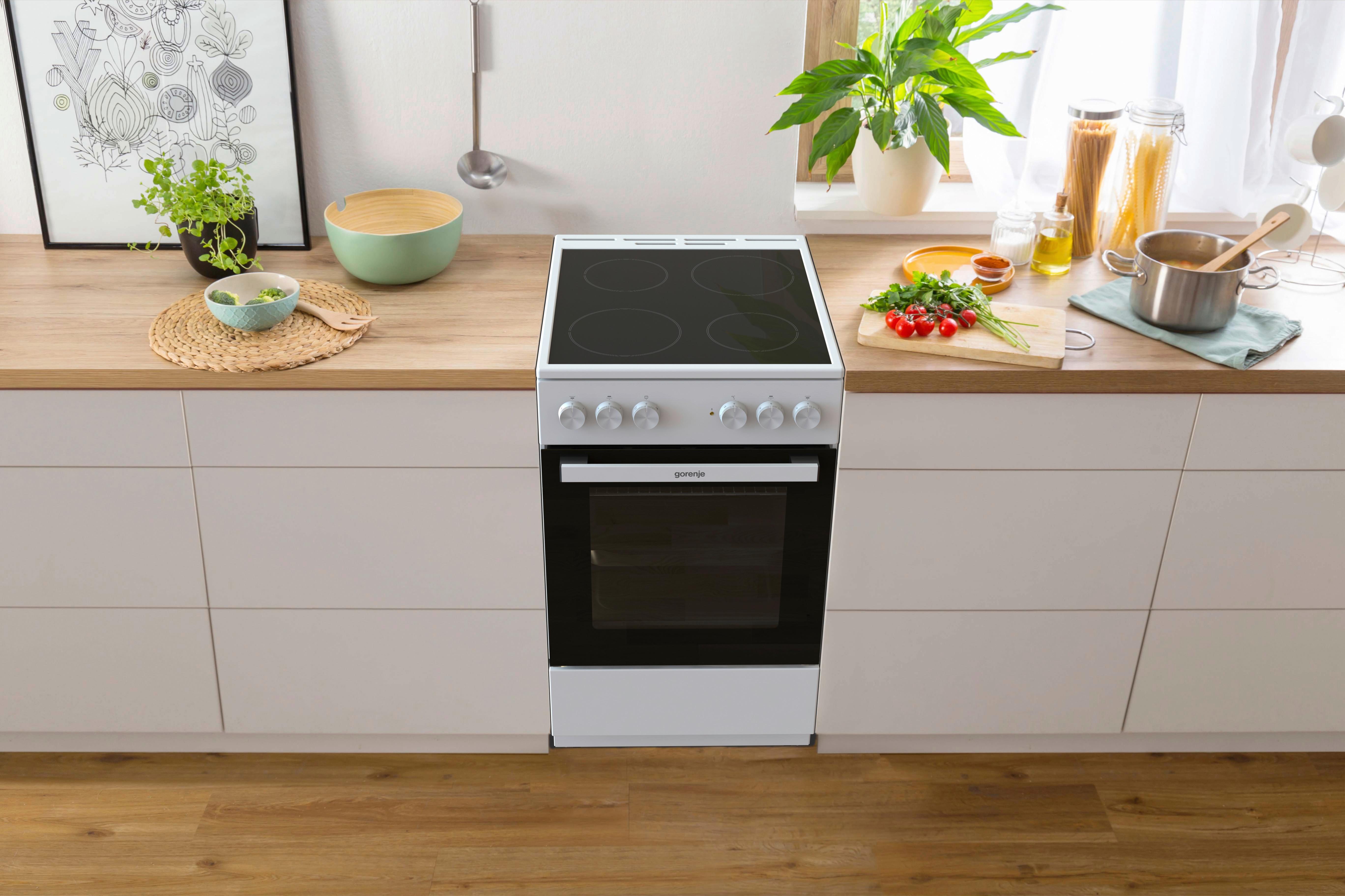 Elektro-standherd Gec5a21wg Glaskeramik B: 50 Cm Weiß - Weiß, Basics, Glas/Metall (50/85/59,4cm) - Gorenje