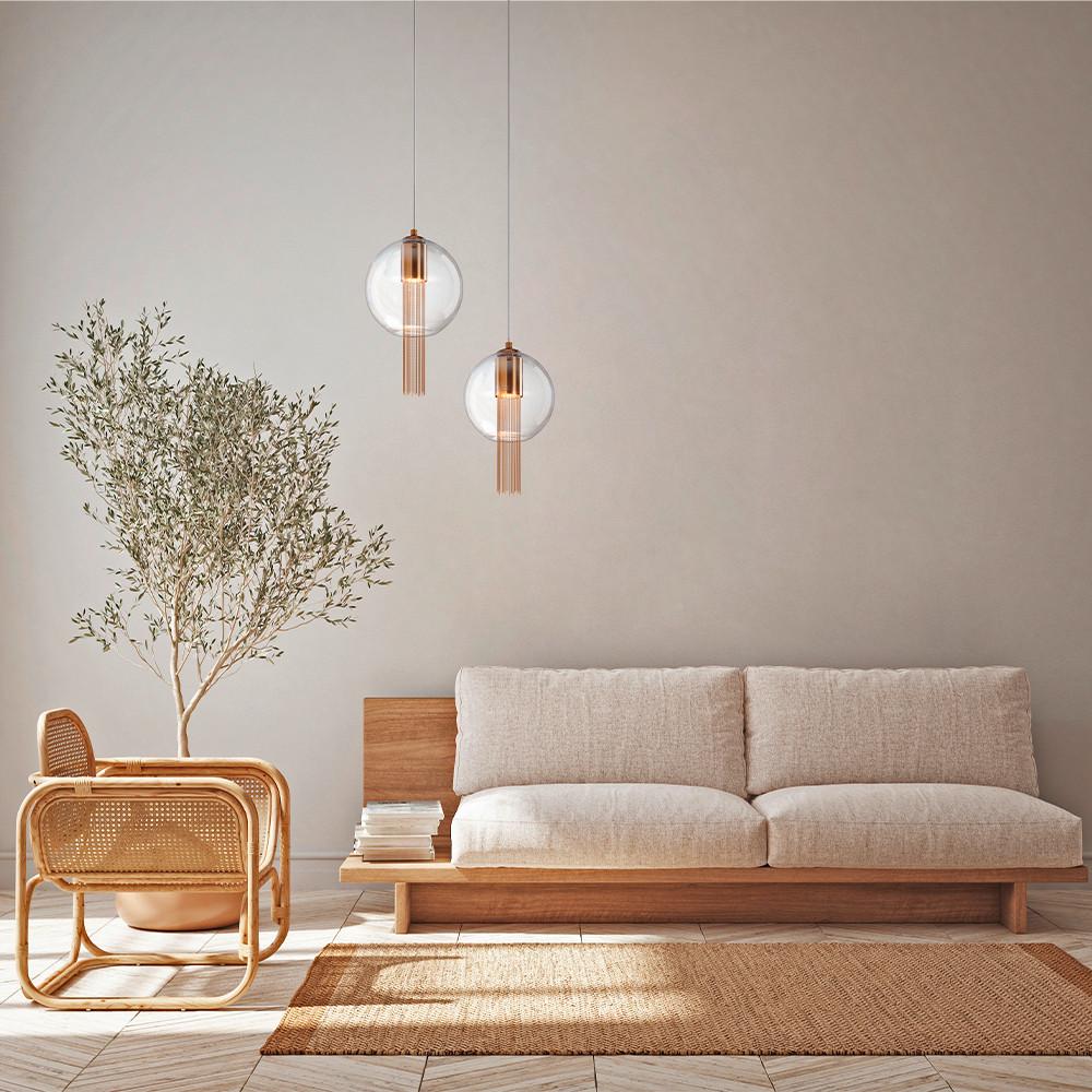 Pendelleuchte Flusso - Transparent/Bronzefarben, Trend, Glas/Metall (25/47cm) - MAYTONI