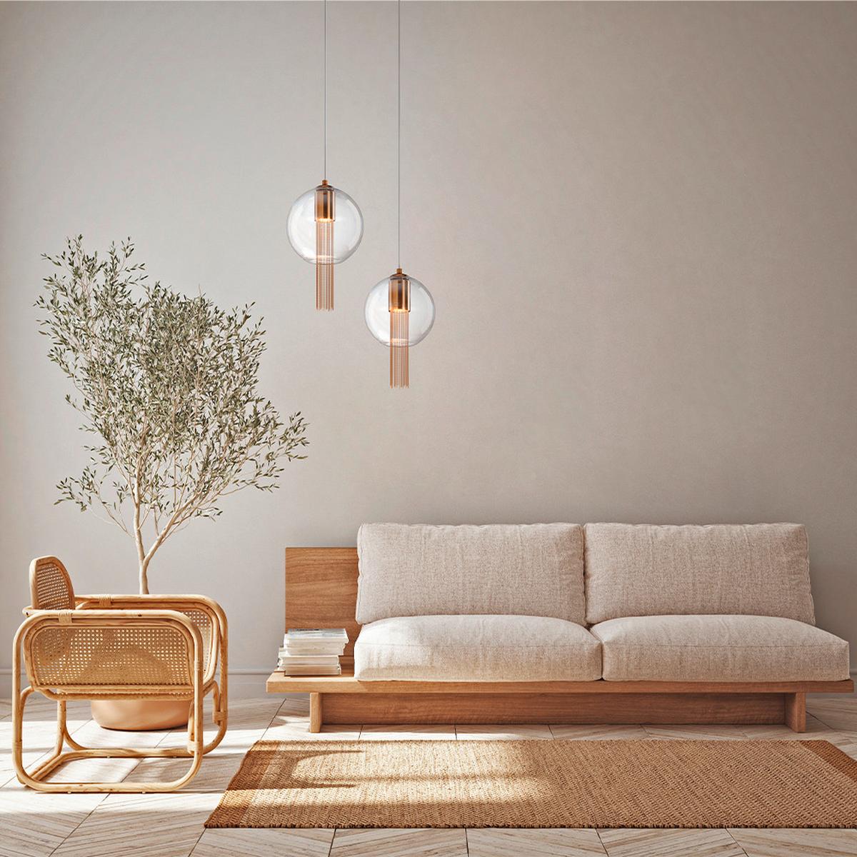Pendelleuchte Flusso - Transparent/Bronzefarben, Trend, Glas/Metall (25/47cm) - MAYTONI