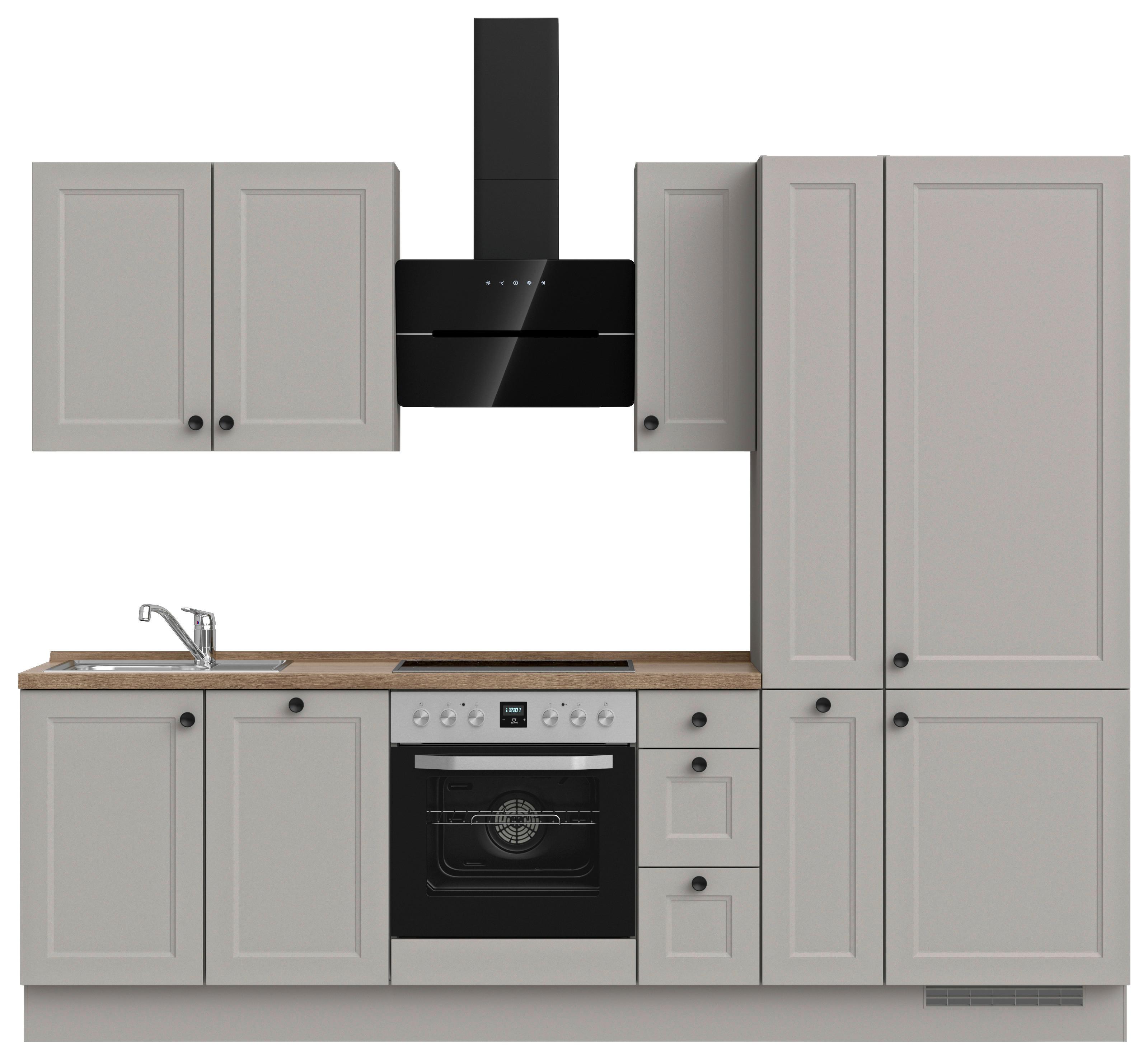 Kuchynská linka 270 cm, kamenná sivá supermatná - čierna/sivá, Modern, kov/kompozitné drevo (270cm) - Nobilia