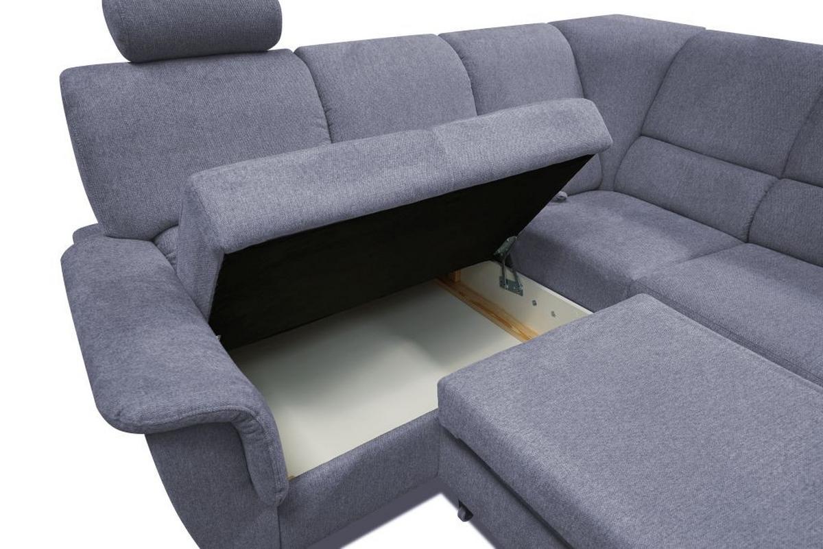 Ecksofa Marsylia Blaugrau S: 216x270 Cm - Silberfarben/Blaugrau, Design, Holz/Textil (216/270cm) - Livetastic