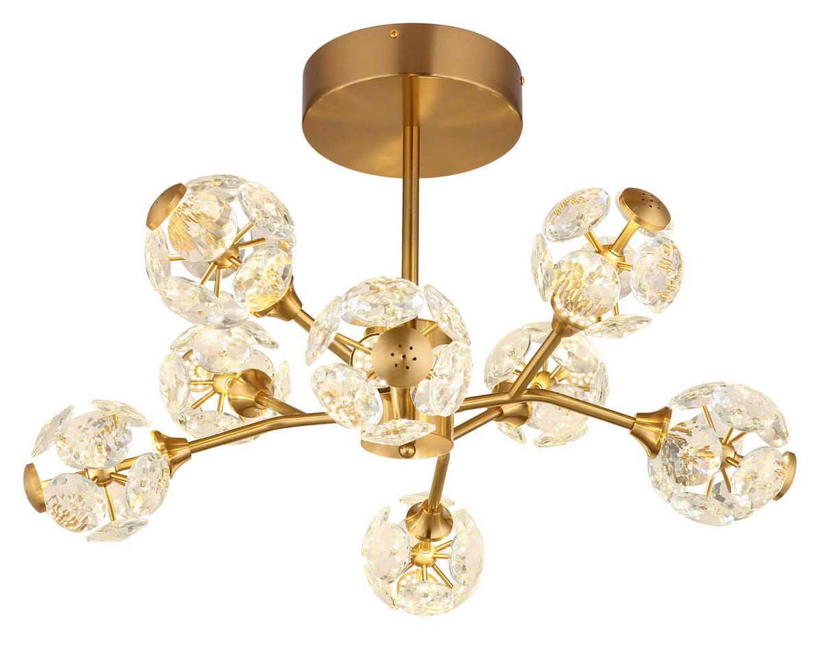 LED-Deckenleuchte Virina Klar Goldfarben D: 65 cm - Klar/Goldfarben, KONVENTIONELL, Glas/Metall (65/38cm) - Globo