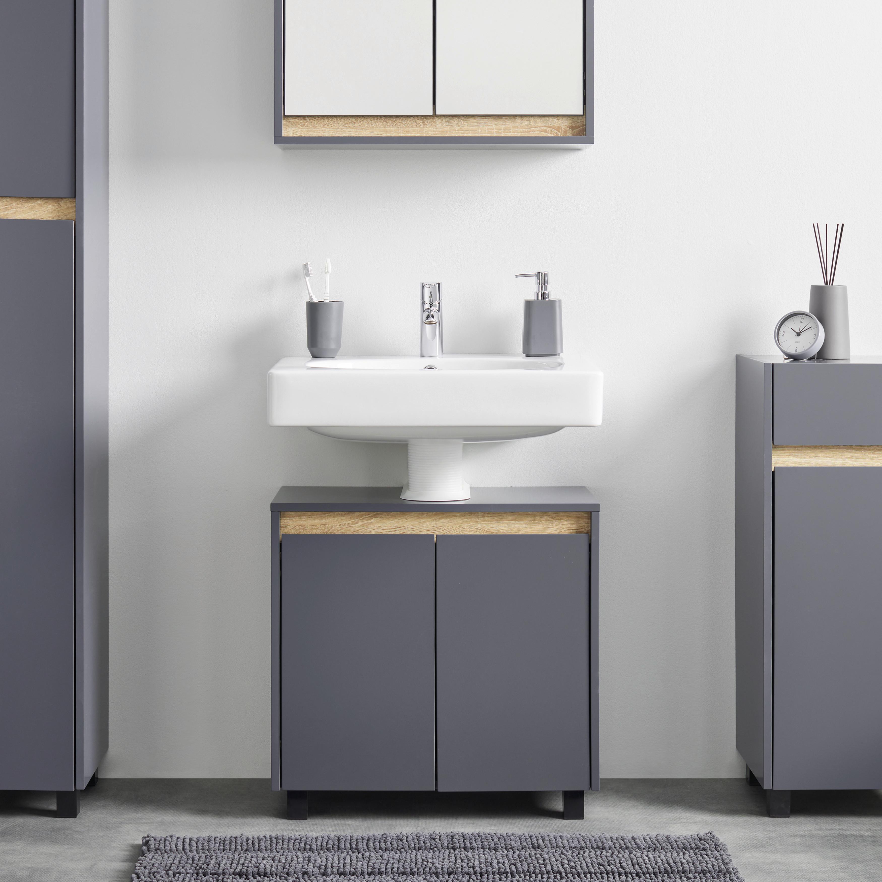 Spodná skrinka MASSIMO tmavá sivá - strieborná/tmavosivá, Modern, plast (60/59/30cm) - Bessagi Home