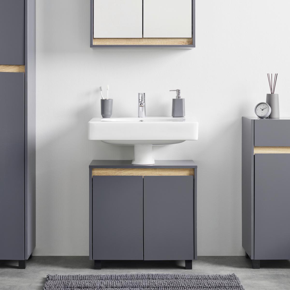 Spodní skříňka MASSIMO tmavě šedá - barvy stříbra/tmavě šedá, Moderní, plast (60/59/30cm) - Bessagi Home