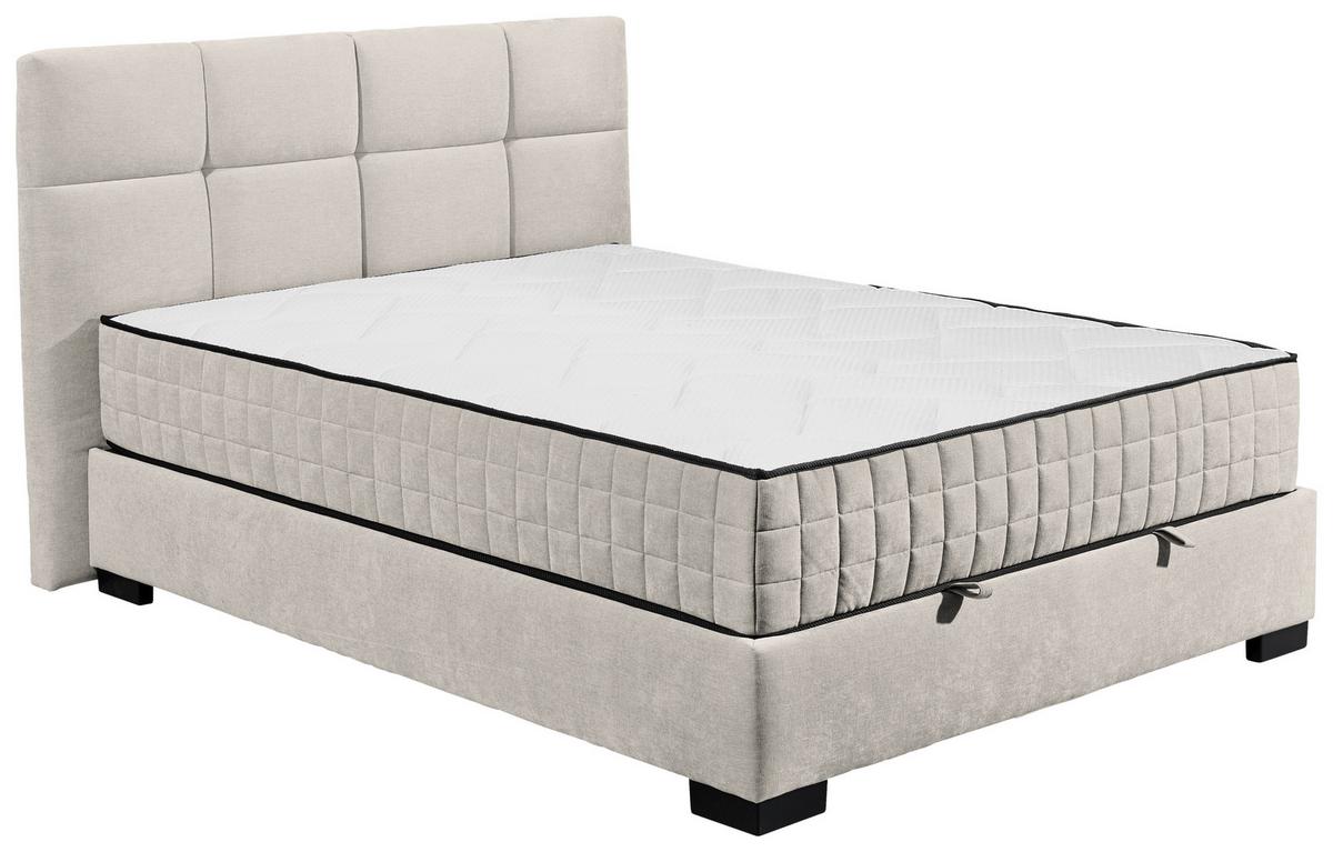 Boxbett Mit Bettkasten 120x200 Nagol - Beige/Schwarz, MODERN, Holzwerkstoff/Textil (120/200cm) - MID.YOU