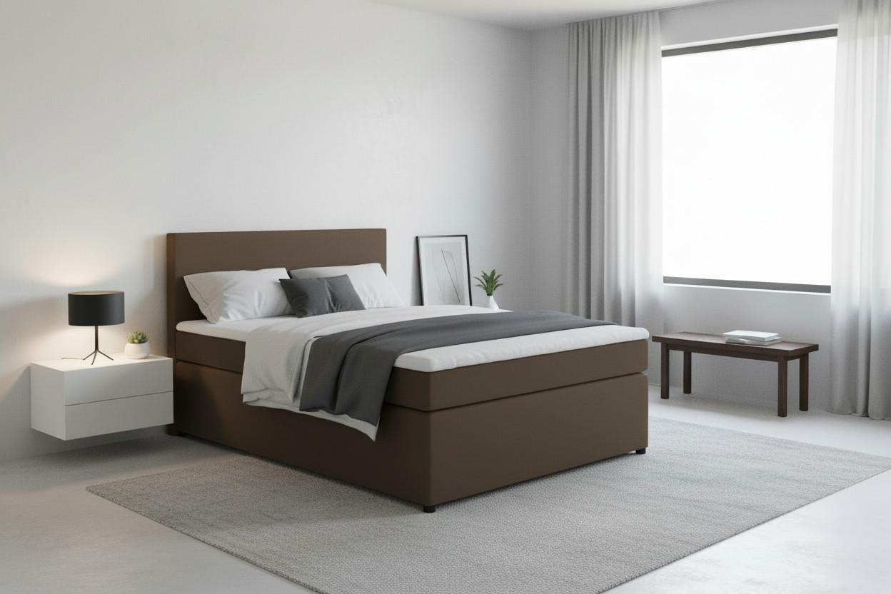 Boxspringbett Togo 140 140x200 Braun - Schwarz/Braun, MODERN, Holzwerkstoff/Textil (140/200cm) - MID.YOU