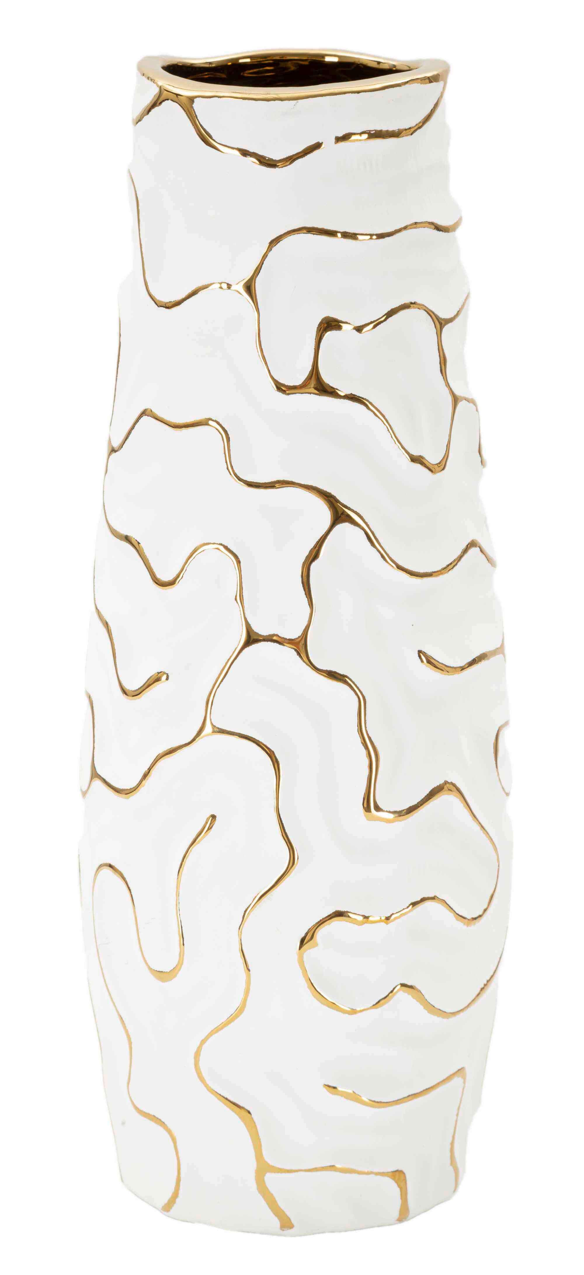 Vase Lia Weiß, Goldfarben B: 12 cm