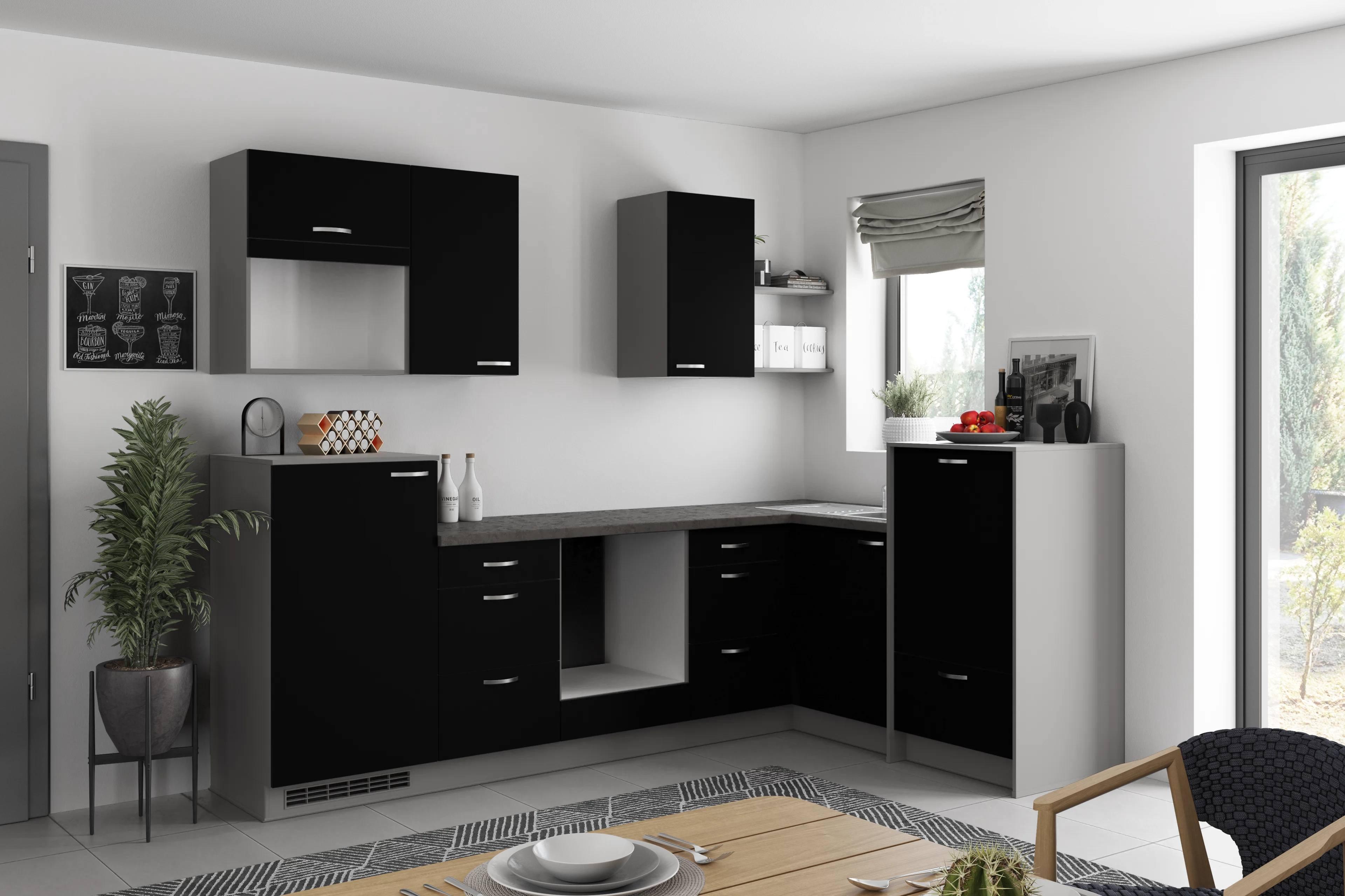 Eckküche Clean - Anthrazit/Schwarz, MODERN, Holzwerkstoff (280/178cm) - Express