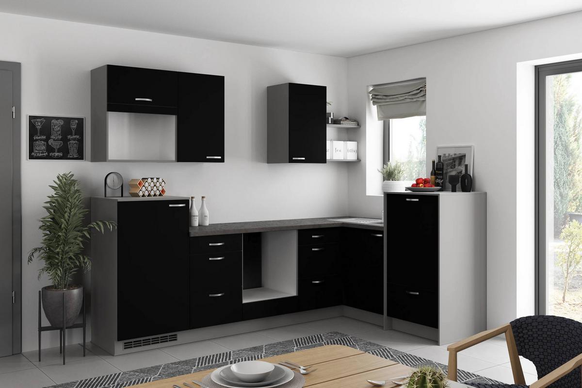 Eckküche Clean - Anthrazit/Schwarz, MODERN, Holzwerkstoff (280/178cm) - Express