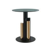 Beistelltisch mit Glasplatte Rund Ontario, Grau/Gold - Goldfarben/Grau, MODERN, Glas/Metall (46/46/52cm) - Kayoom