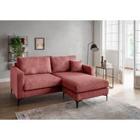 Ecksofa Eliza, Koralle S: 204x153 cm - Koralle/Schwarz, Basics, Textil (204/153cm) - Livetastic