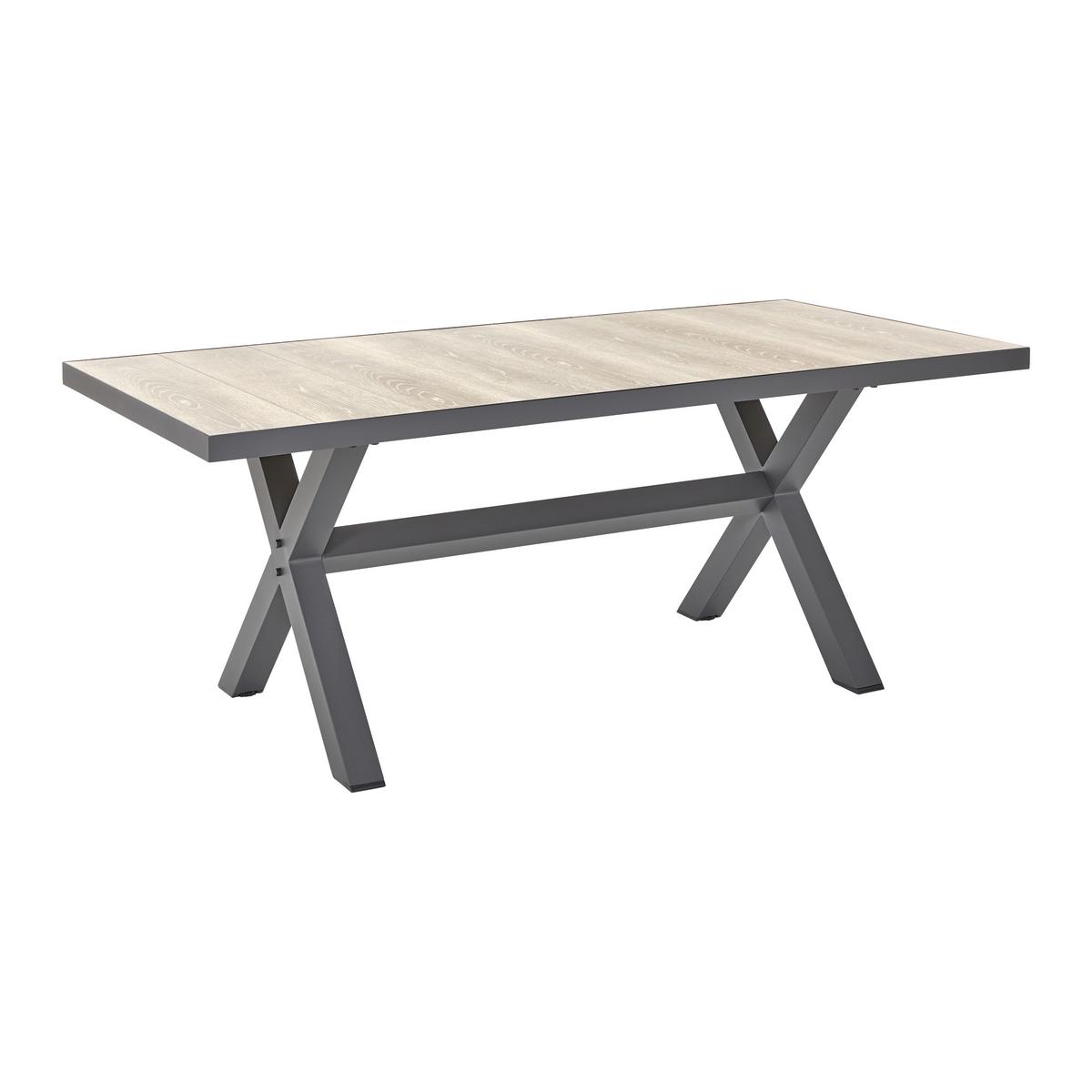 Záhradný stôl FLEUR - farba duba/tmavosivá, Modern, kov/keramika (180/75/90,5cm) - Bessagi Garden