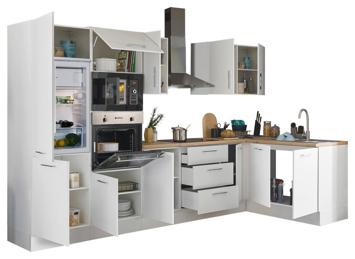 Eckküche Turin Weiss/Eiche Dekor 330x165 cm - Weiß/Eiche Artisan, Basics, Holzwerkstoff (330/165cm) - MID.YOU