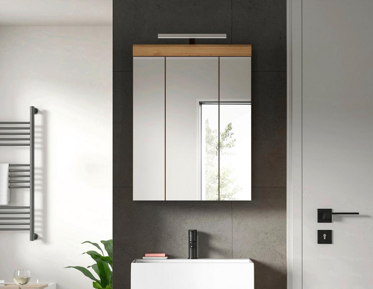 Spiegelschrank Eiche Artisan Dekor Glas - Eiche Artisan, MODERN, Glas/Holzwerkstoff (60/79/18cm) - MID.YOU