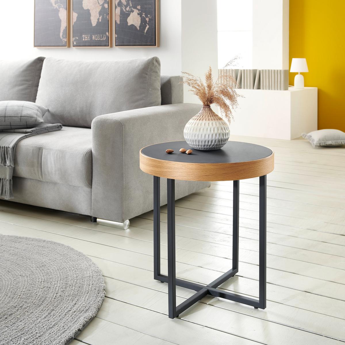 KONFERENČNÍ STOLEK TENDER 1 - černá/přírodní barvy, Moderní, kov/dřevo (50/55cm)