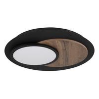 LED-Deckenleuchte Kory Schwarz Weiß Dunkelbraun - Dunkelbraun/Schwarz, Natur, Holzwerkstoff/Kunststoff (48/5,6cm) - Globo