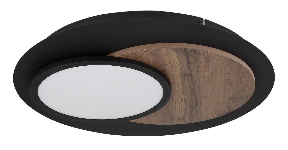 LED-Deckenleuchte Kory Schwarz Weiß Dunkelbraun - Dunkelbraun/Schwarz, Natur, Holzwerkstoff/Kunststoff (48/5,6cm) - Globo