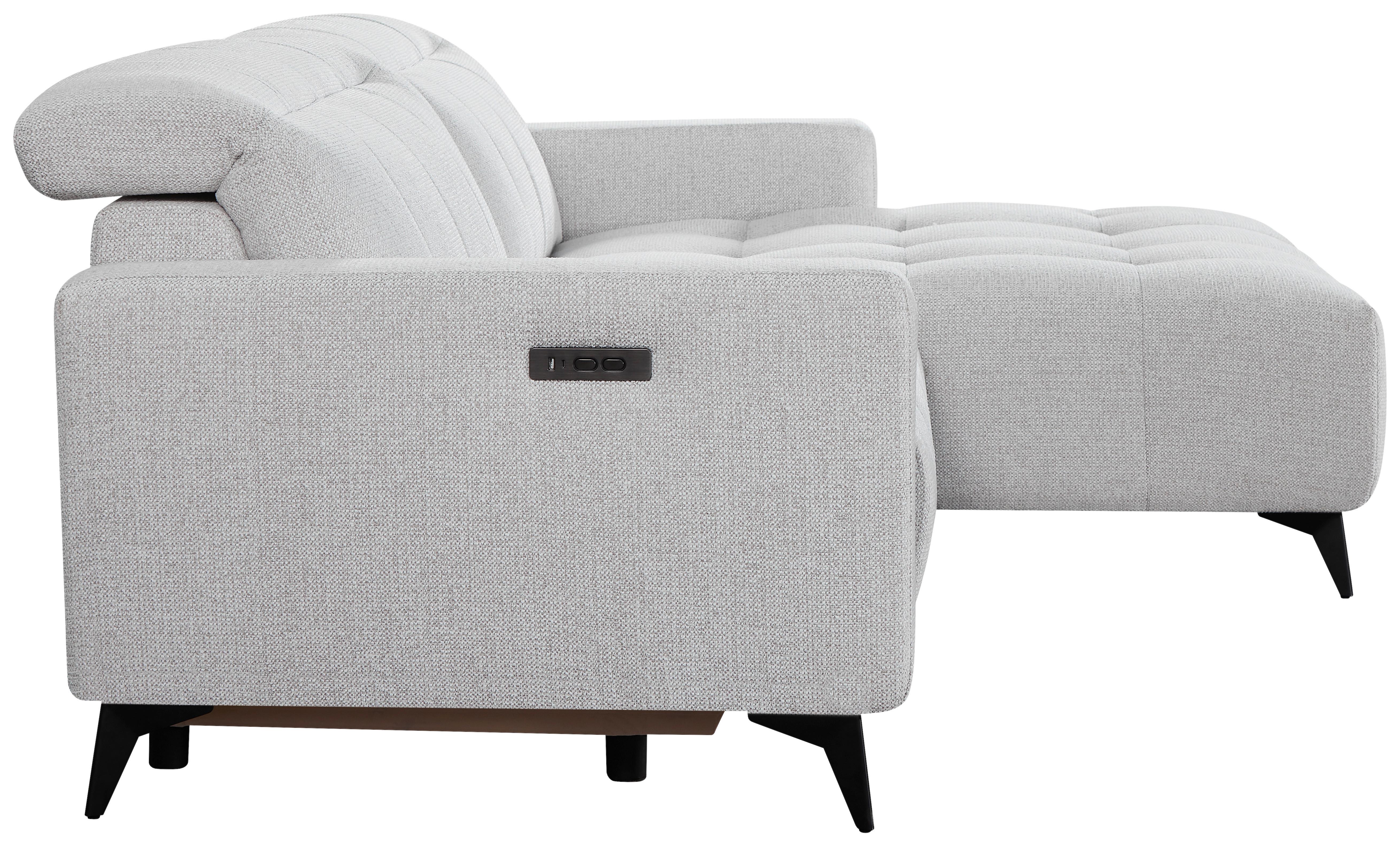 Ecksofa Miami Champagner, S: 254x177cm - Champagner/Schwarz, MODERN, Holz/Textil (254/177cm)