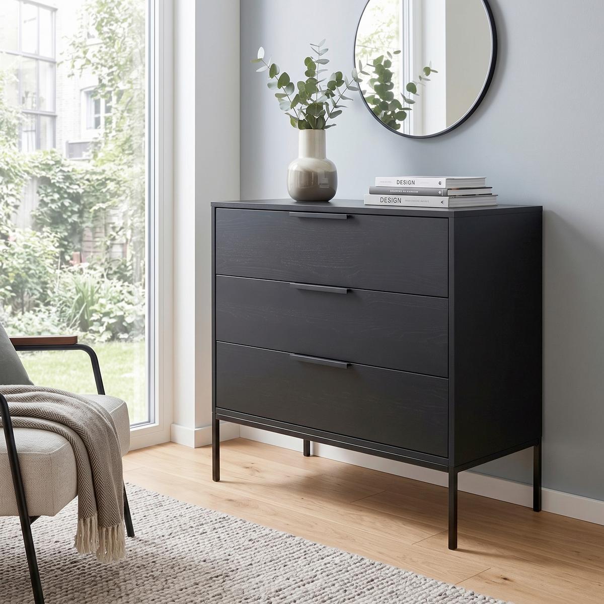 KOMMODE Adam Schwarz B: 94cm - Schwarz, Basics, Holz (94/93/52cm) - MID.YOU