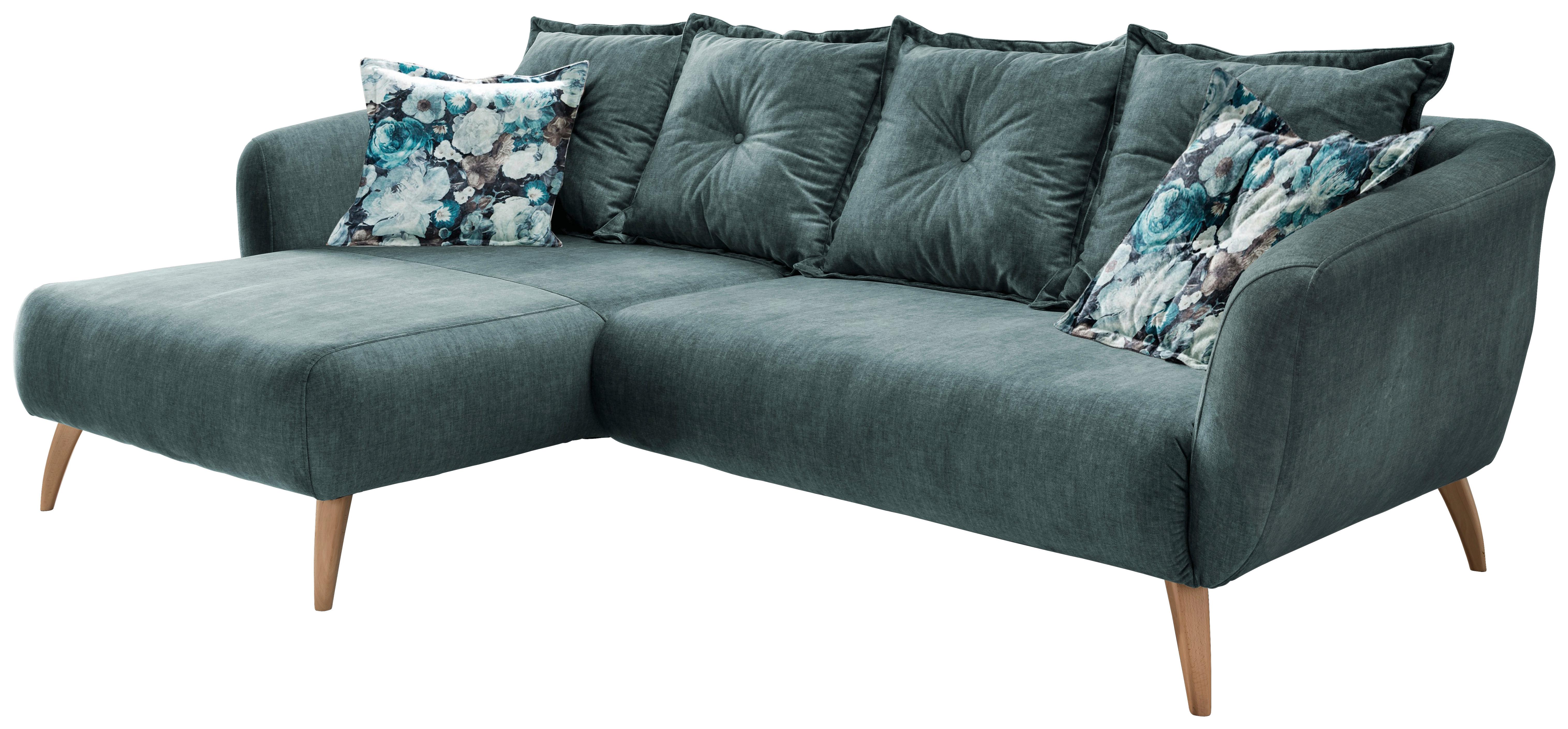 Ecksofa Baggio Dblau/Dgrün S:162/277cm - Blau/Buchefarben, MODERN, Holz/Textil (162/277cm) - Livetastic