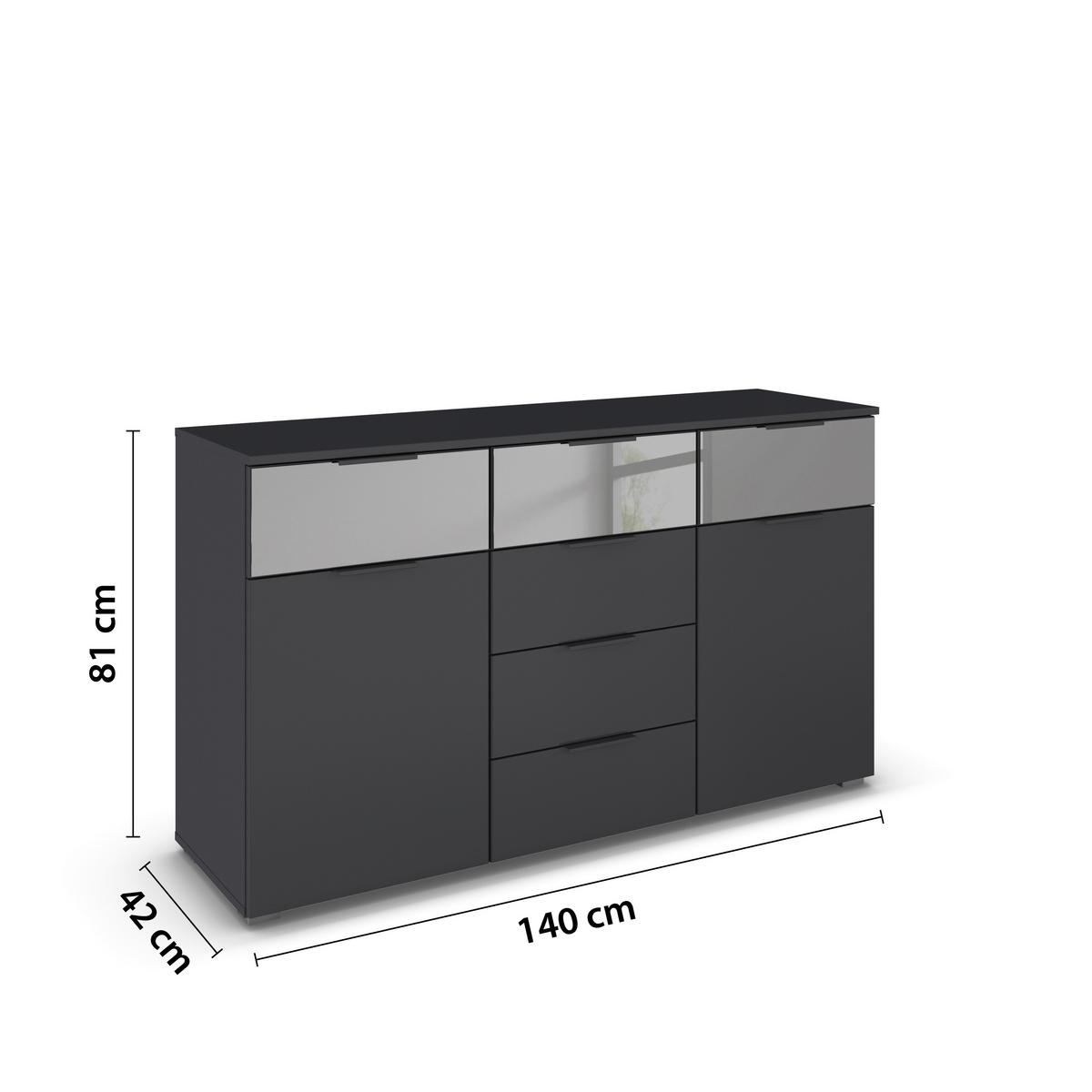 Sideboard Skyla Grau, Grauspiegel B: 140 cm - Alufarben/Grau, MODERN, Glas/Holzwerkstoff (140/81/42cm) - Rauch Möbel