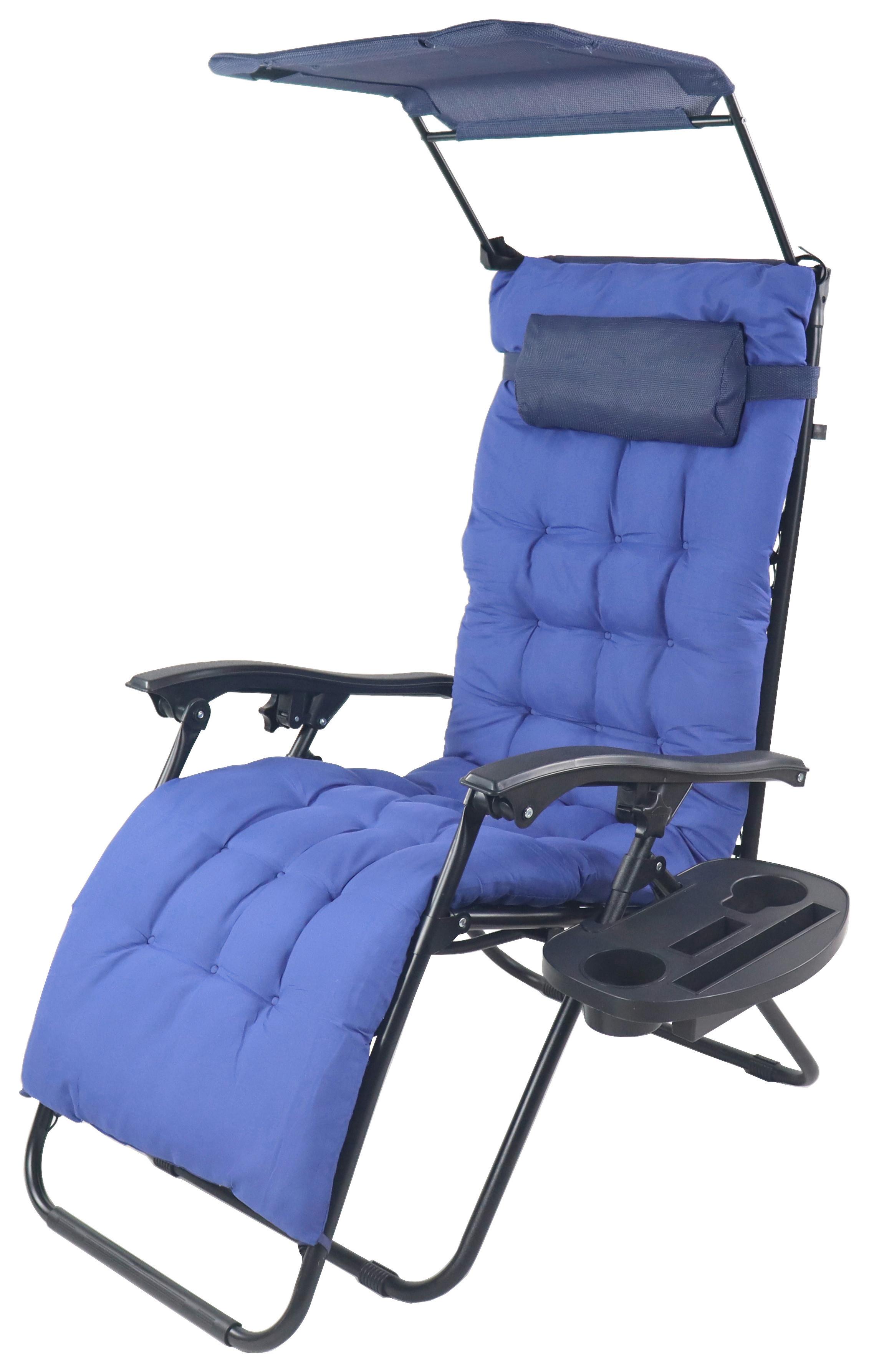 Gartenliege Maltosa Xl Klappbar, Blau - Blau, MODERN, Textil/Metall (51/133/91cm) - Gardenson