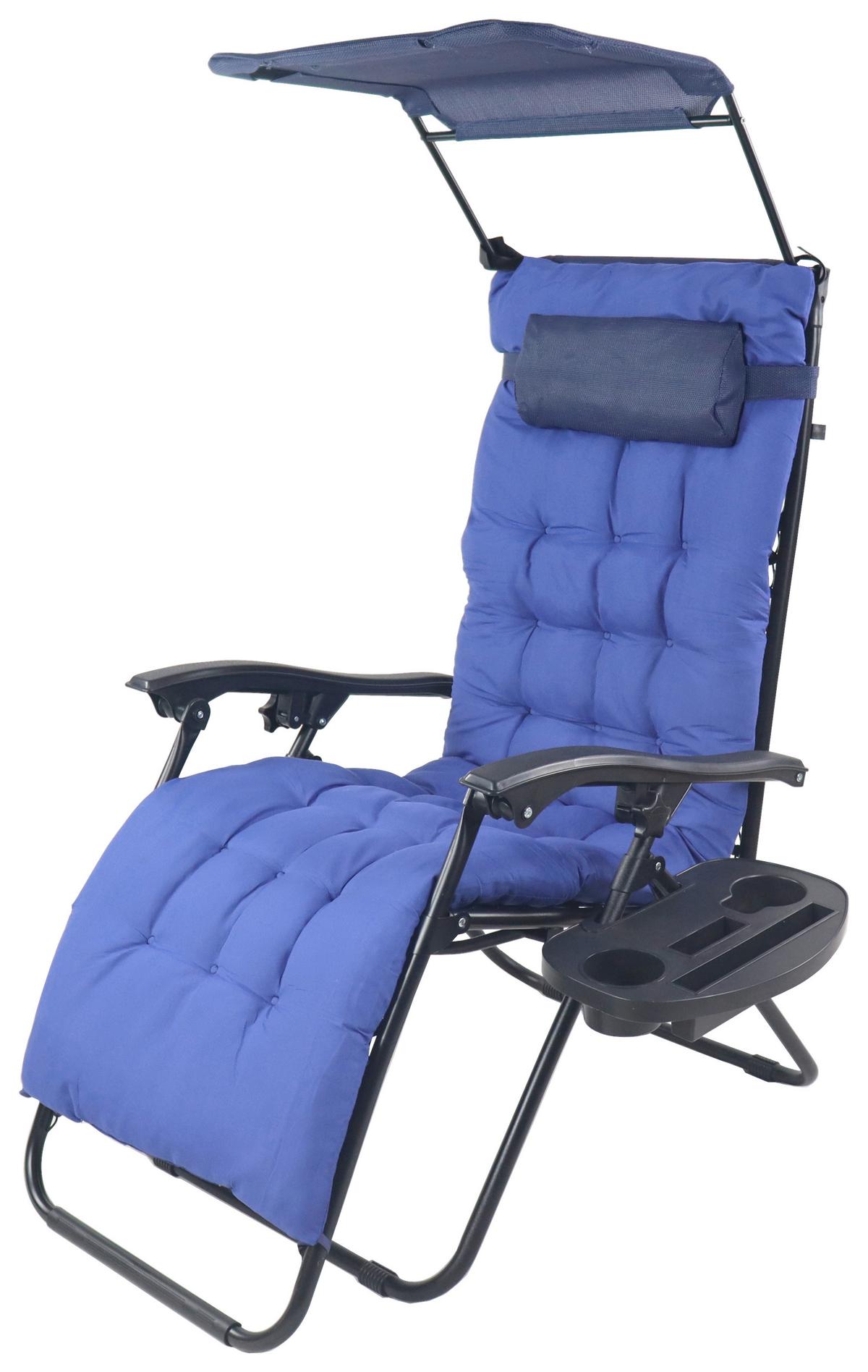 Gartenliege Maltosa Xl Klappbar, Blau - Blau, MODERN, Textil/Metall (51/133/91cm) - Gardenson