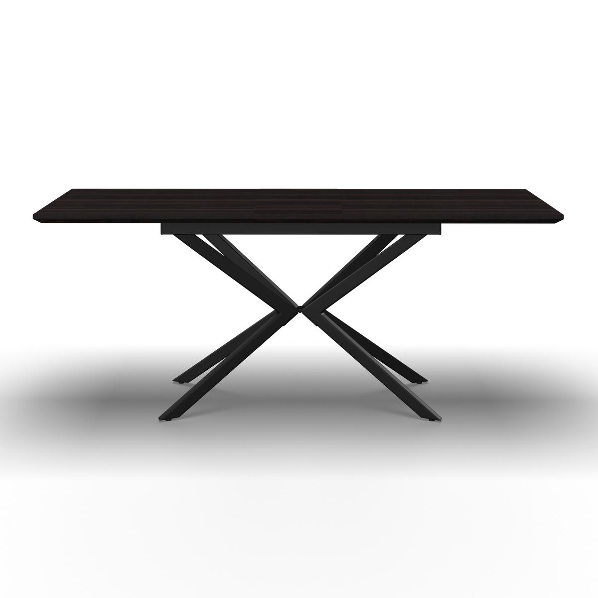 Výsuvný stůl AKI 140-180 - černá/barvy vlašských ořechů, Moderní, kov/kompozitní dřevo (140-180/76/80cm) - Bessagi Home