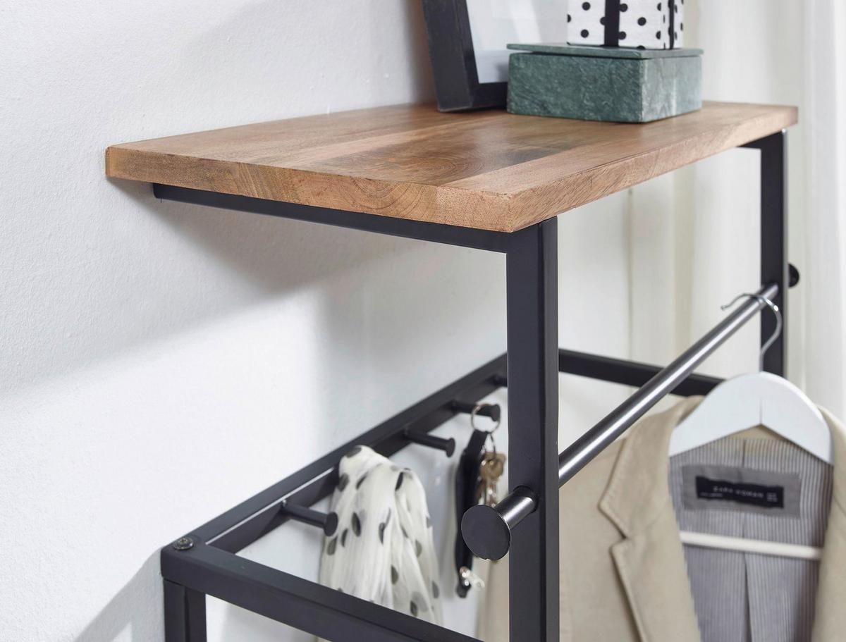 Nástenný vešiak WOHNLING š: 60cm - čierna, Modern, kov/drevo (60/76/26cm) - MID.YOU