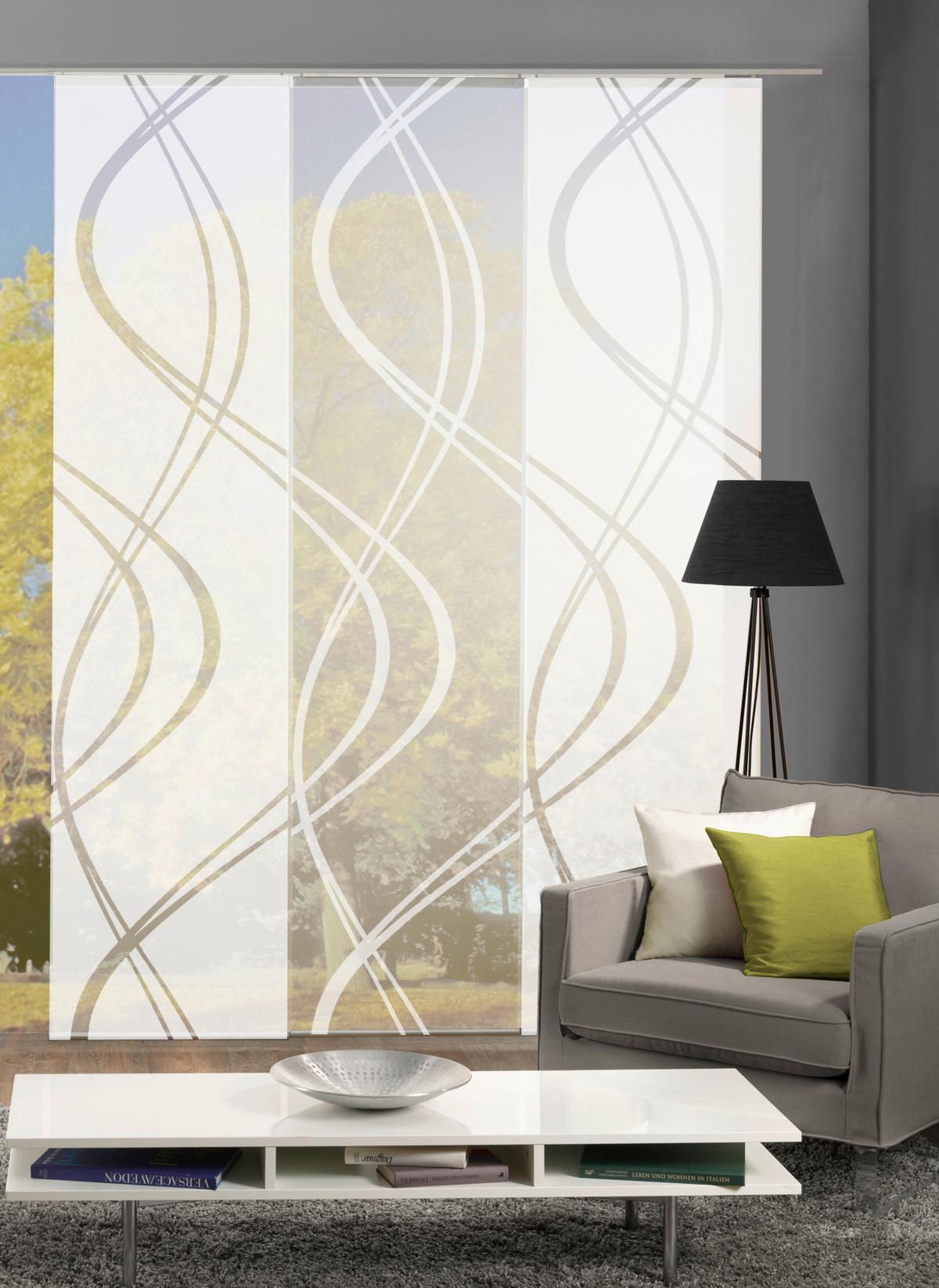 Flächenvorhang 3-Tlg. Tiberio B: 60 cm, Weiß Halbtransparent - Weiß, MODERN, Textil (60/245cm)