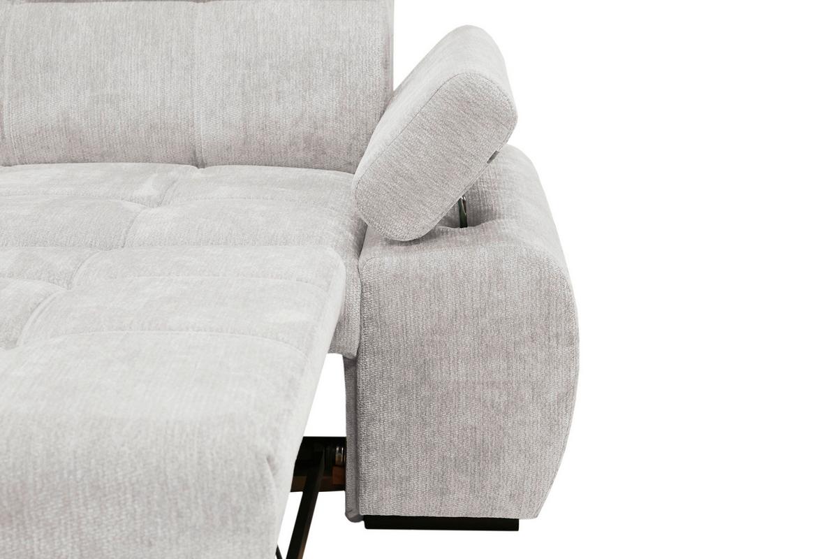 Rohová sedačka VEGAS, levá, světle šedá žinylka - černá/světle šedá, Design, dřevo/textil (173/294cm)