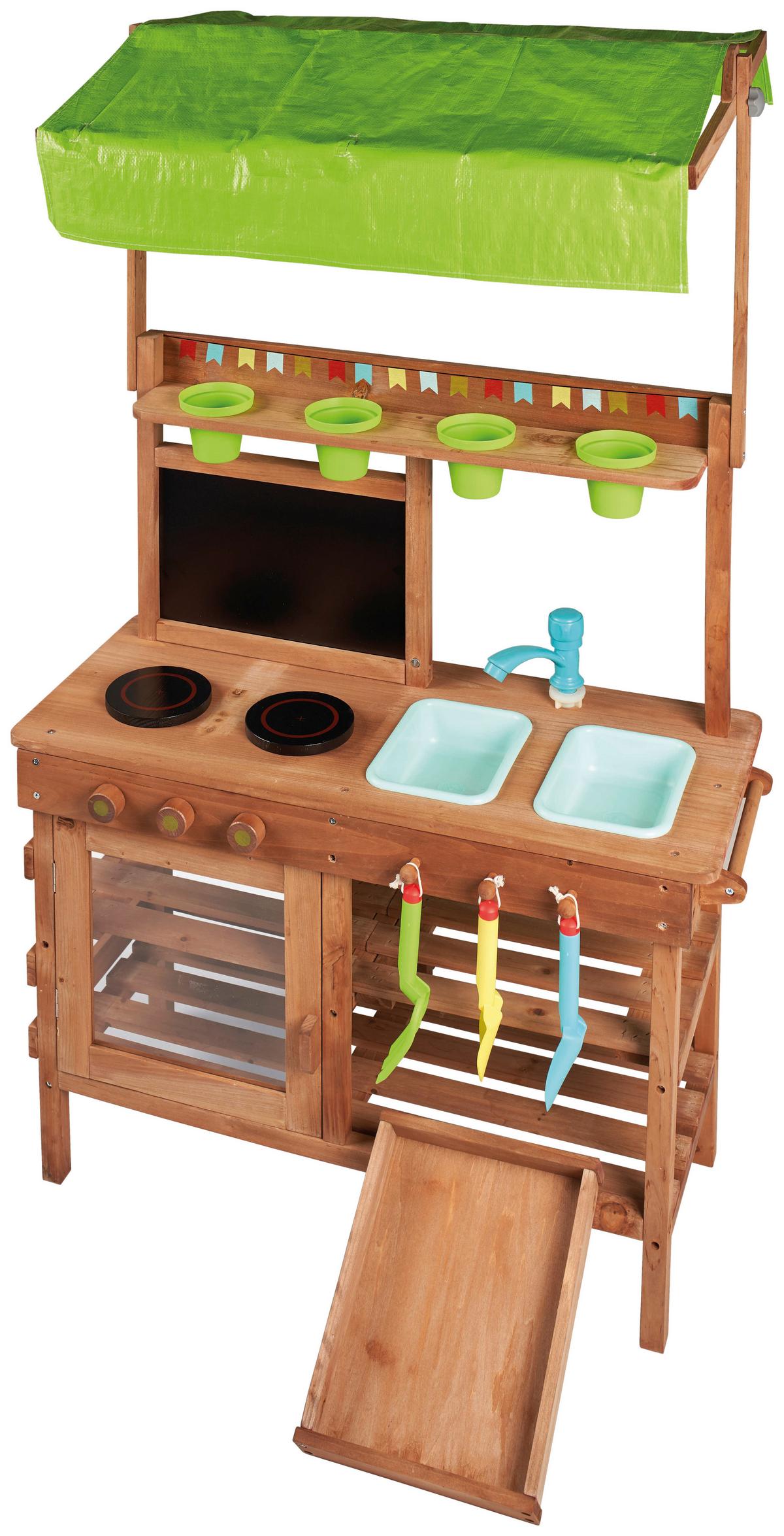 Matschküche Multicolor B: 50cm - Blau/Braun, Basics, Holz (74/50/131cm) - Ondega