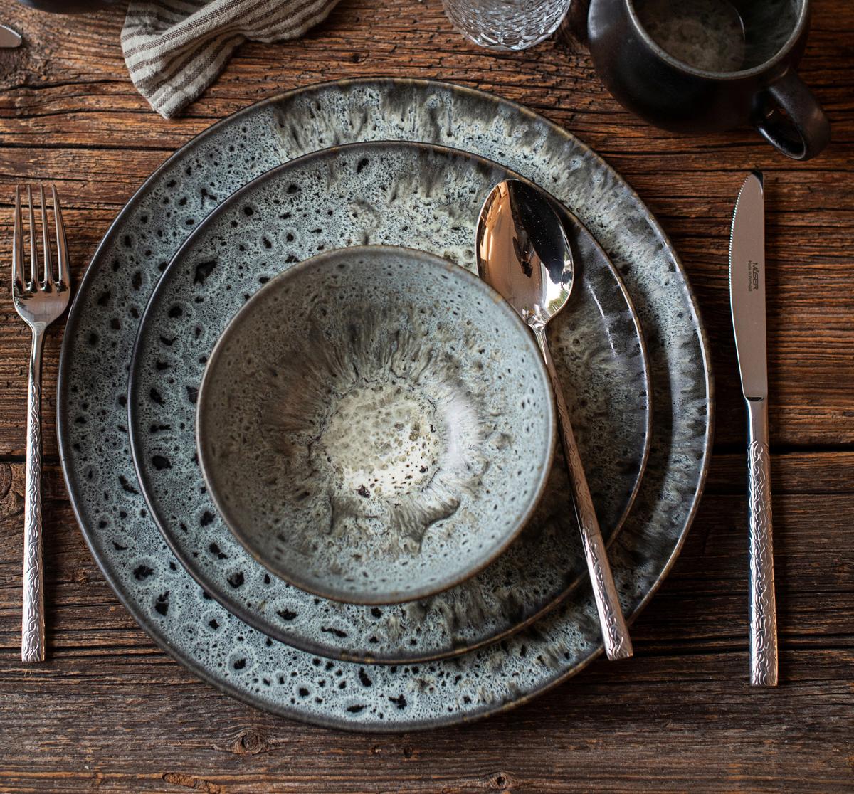 Frühstücksset Carellia Grau, 12-Teilig - Grau, Trend, Keramik - Mäser