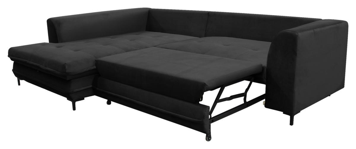 Ecksofa Mit Schlaffunktion Bello Mit Kissen Schwarz - Beige/Schwarz, Design, Textil (187/277cm) - Livetastic