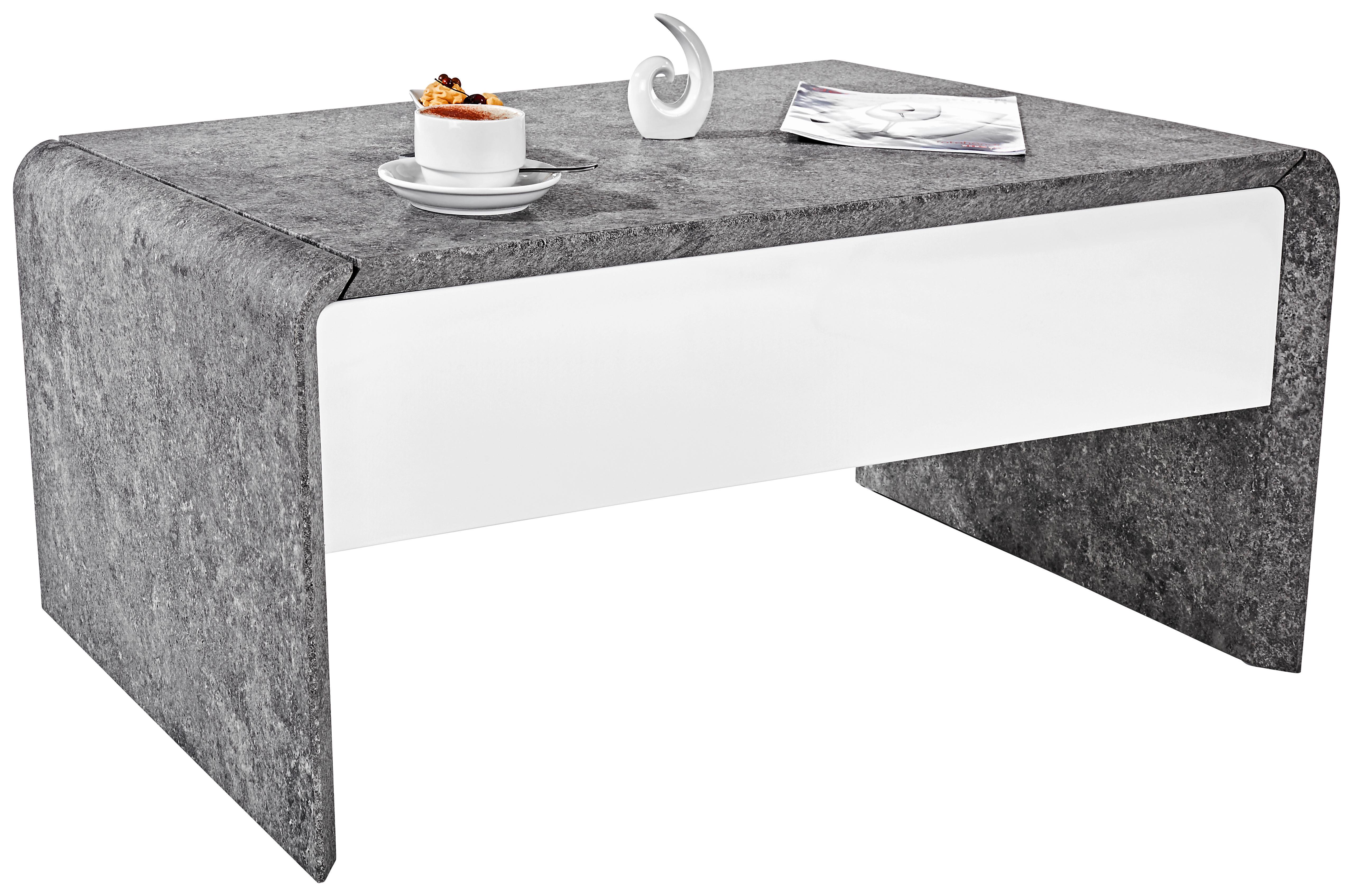 Dohányzóasztal Mailand - sötétszürke/fehér, Modern, faalapú anyag/fém (110/45-70,5/60cm)