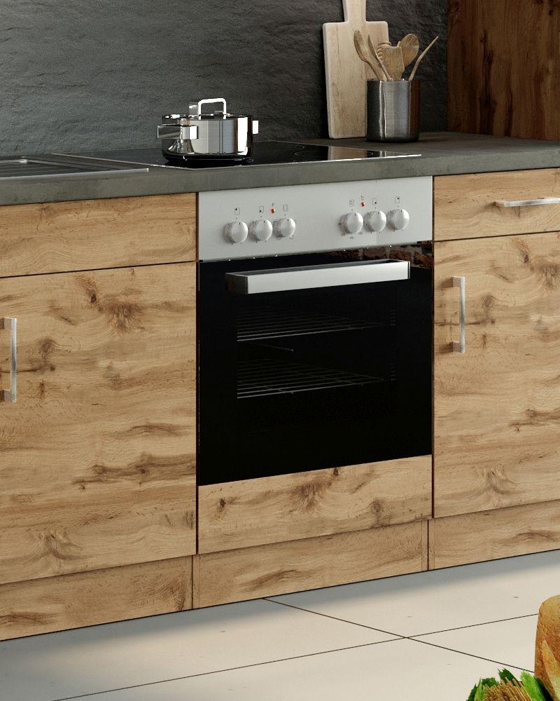 Herdumbauschrank B: 60cm Eiche Dekor/grau + Arbeitsplatte - Eichefarben, MODERN, Holzwerkstoff (60/85/60cm) - Held