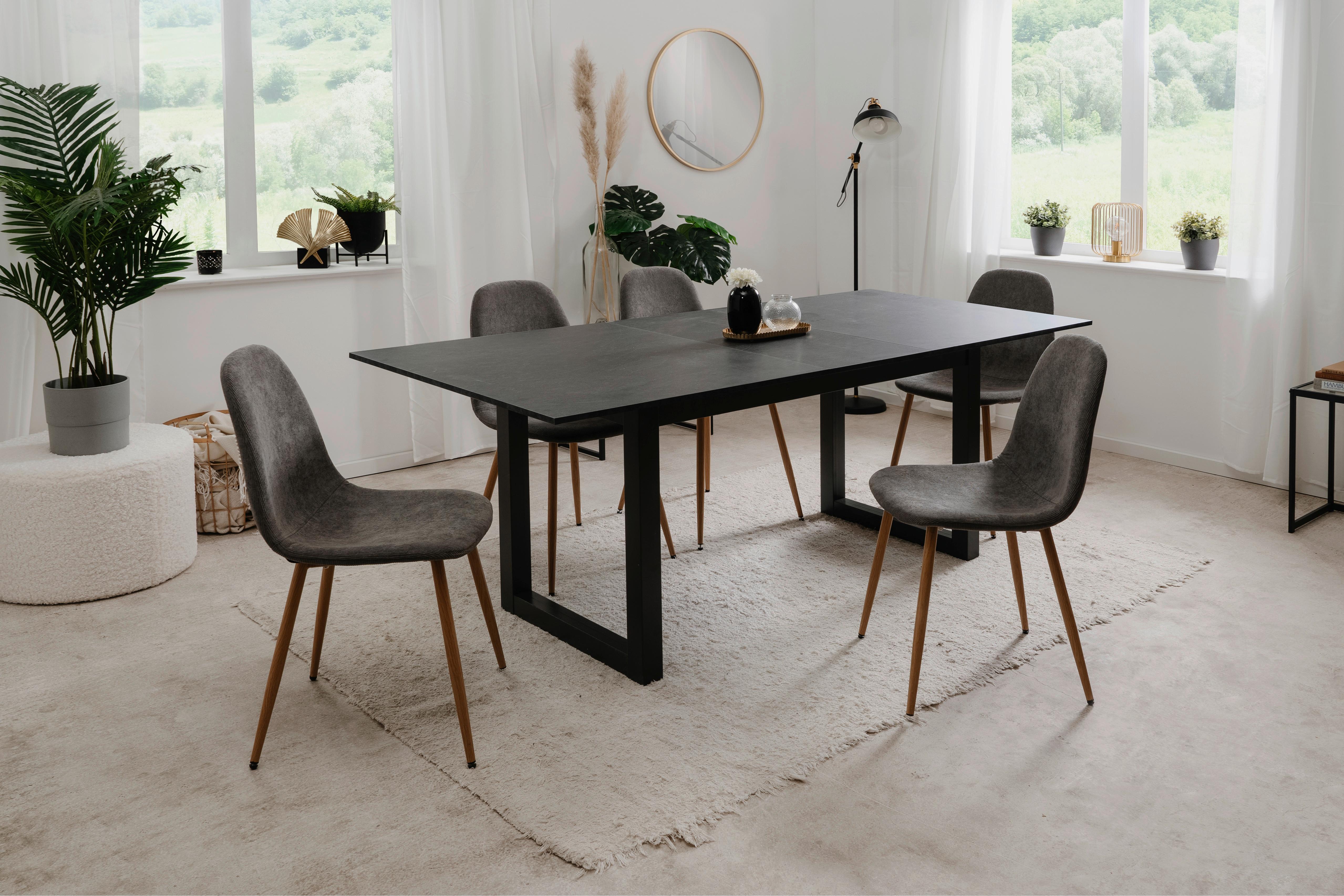 Esszimmerstuhl Anya 70a Grau Gepolstert - Eichefarben/Grau, KONVENTIONELL, Textil/Metall (43/83/50cm) - MID.YOU