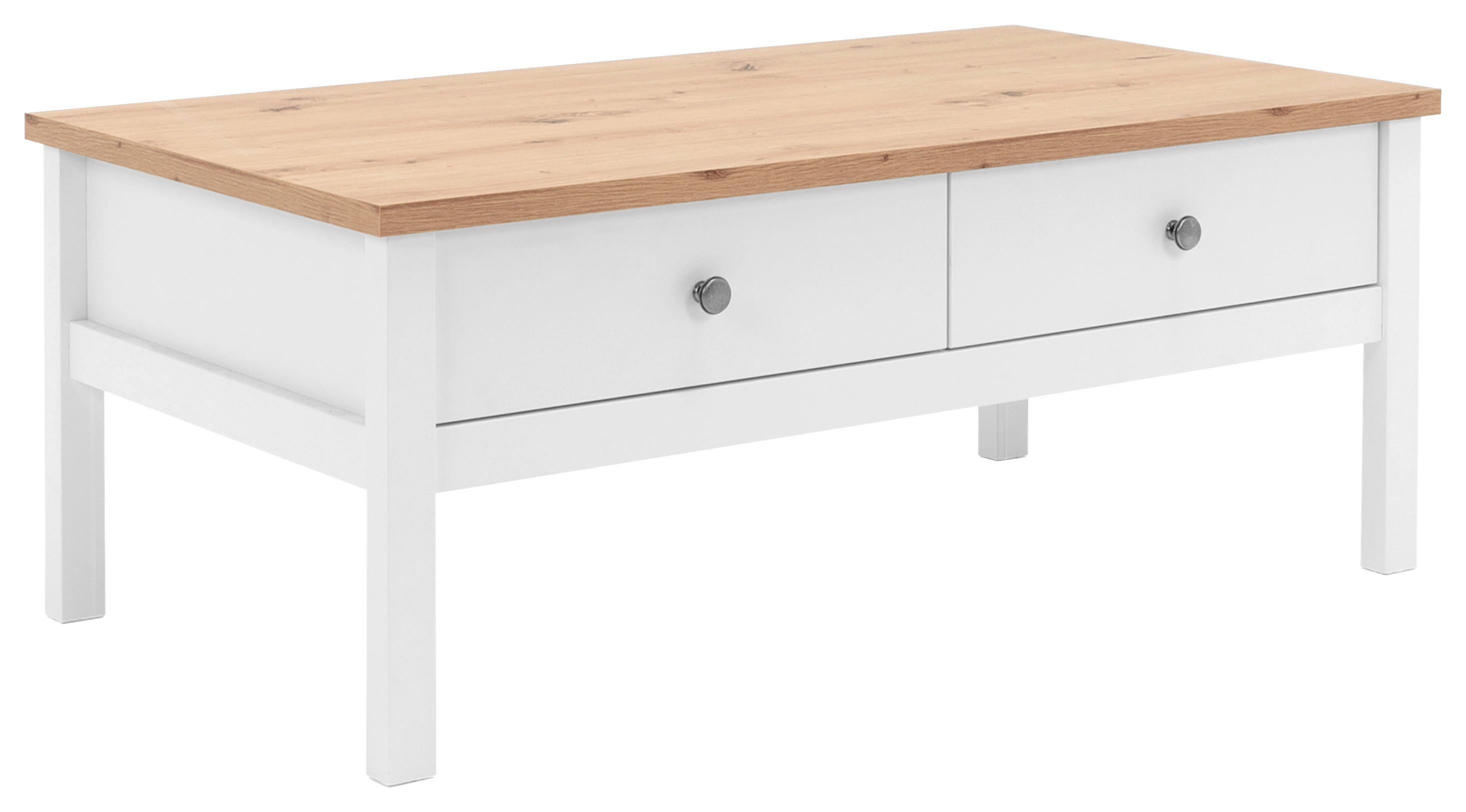 Couchtisch Mit Schubladen Bergen, Weiß - Weiß, KONVENTIONELL, Holzwerkstoff (100/60/40cm) - MID.YOU