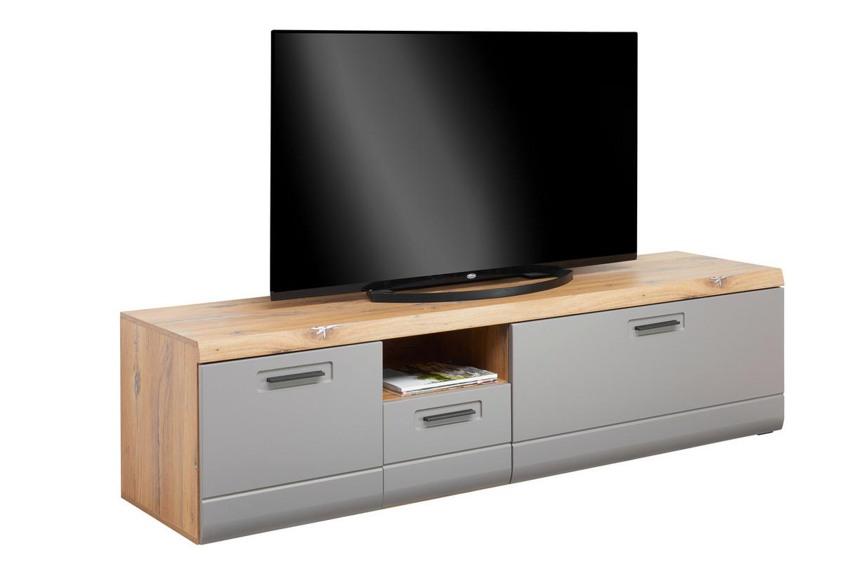 Tv-lowboard Auris B: 190 Cm Basalt / Eiche Dekor - Grau, MODERN, Holzwerkstoff (190/50/50cm) - Luca Bessoni